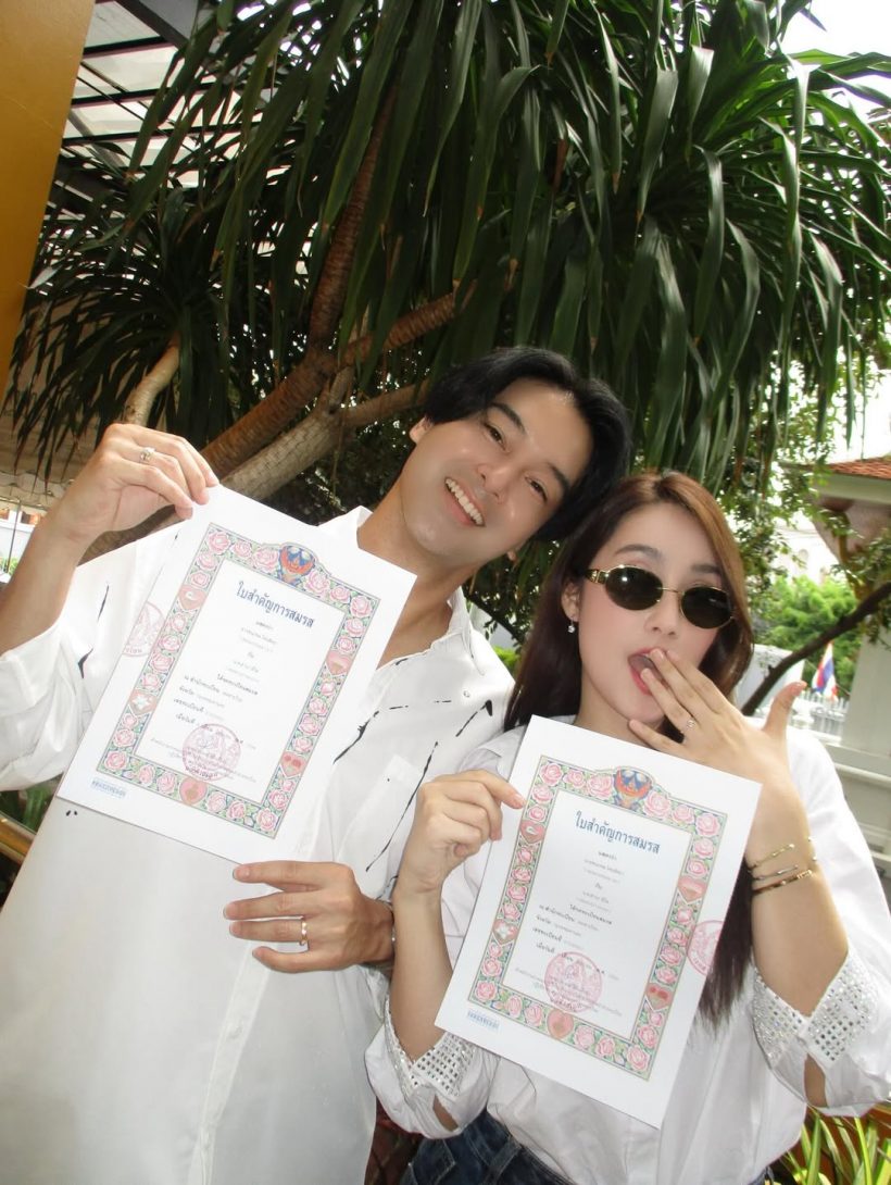 แซ่ซ้องยินดี คู่รักพระนางชื่อดัง จดทะเบียนสมรสแล้ว