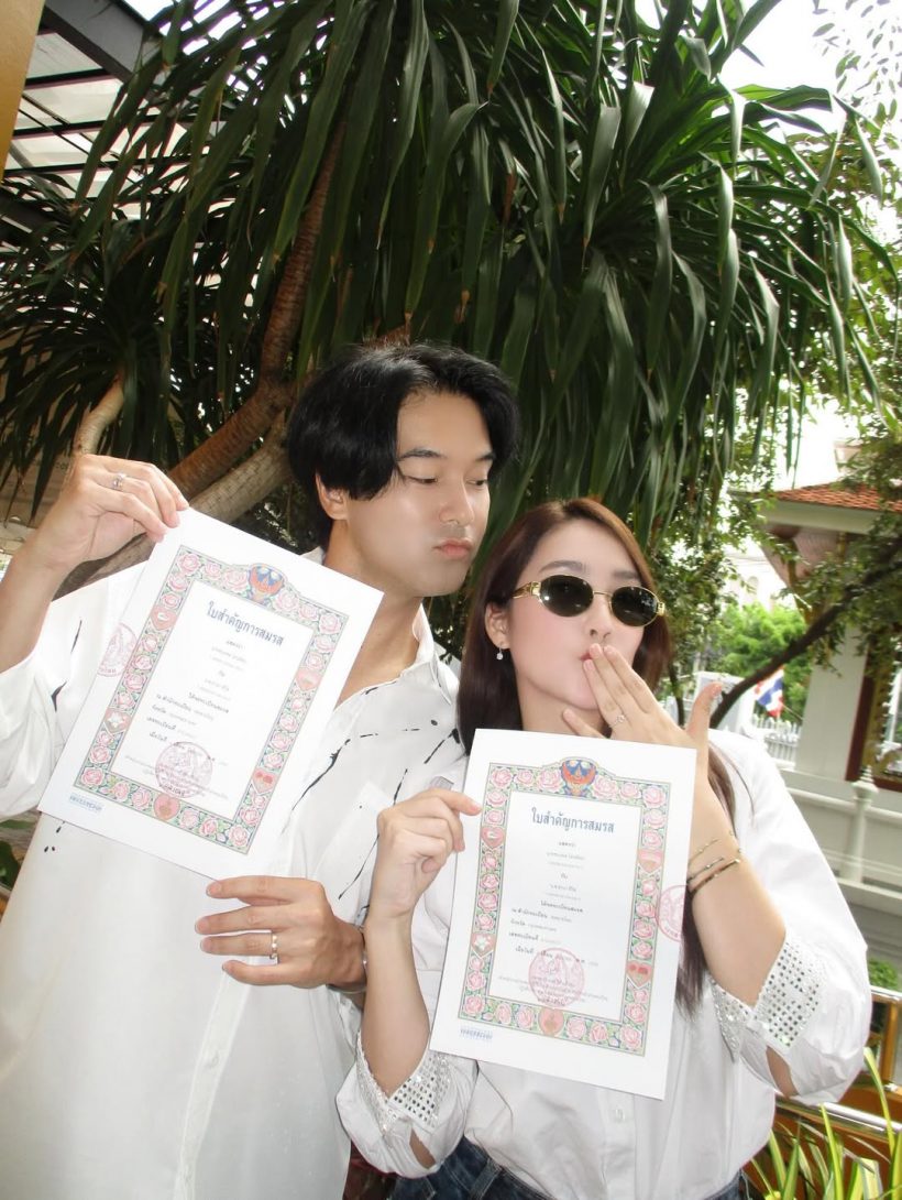 แซ่ซ้องยินดี คู่รักพระนางชื่อดัง จดทะเบียนสมรสแล้ว