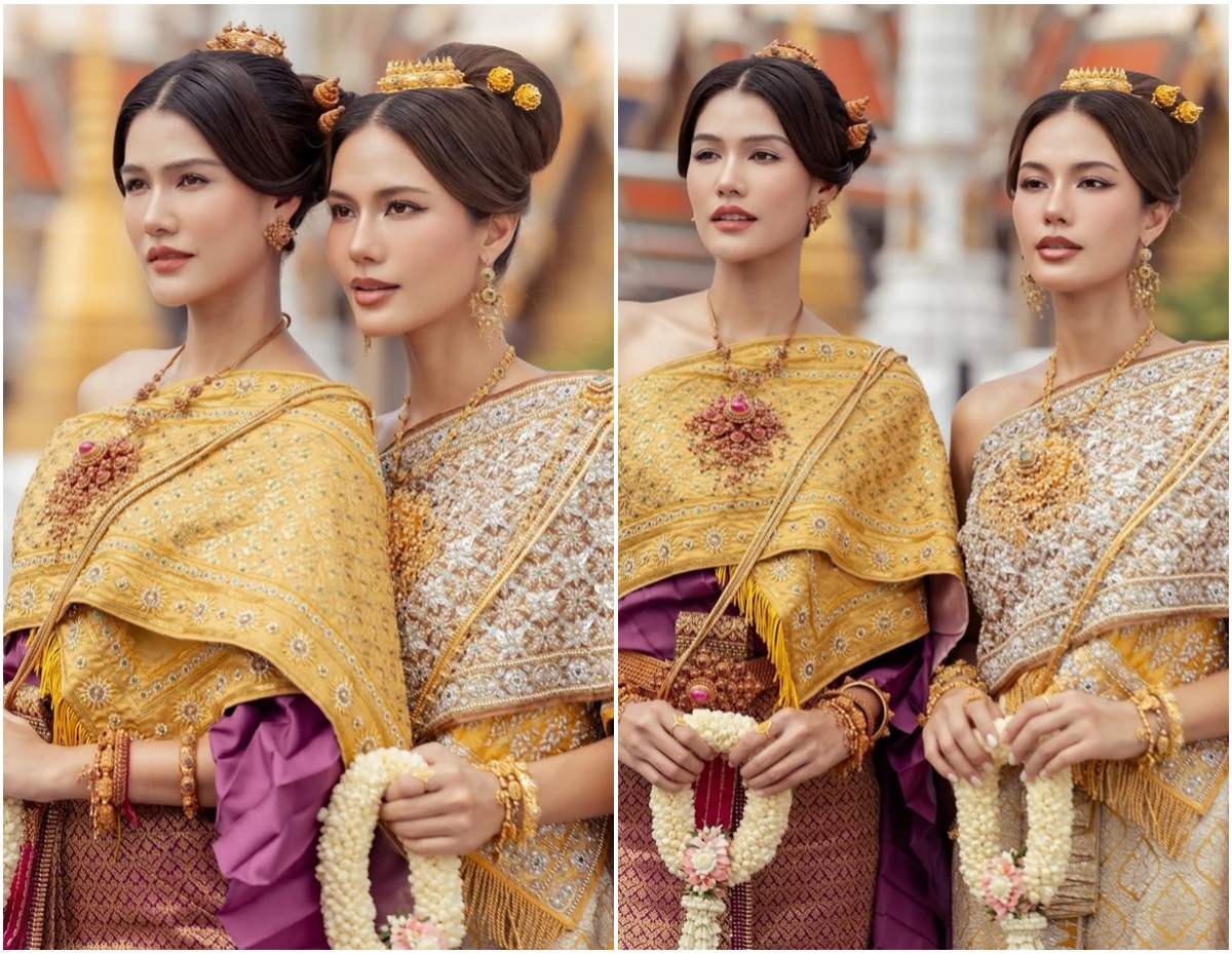 พลังsoft power! แนท–น้ำตาล ควงกันอวดโฉมในชุดไทยสุดวิจิตร